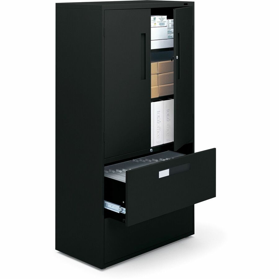 9300 Series Multi-Stor Cabinet, Black - Global Fileworks 9300 Series Multi-Stor Cabinet - 2 Drawers - 3 Shelves - Black