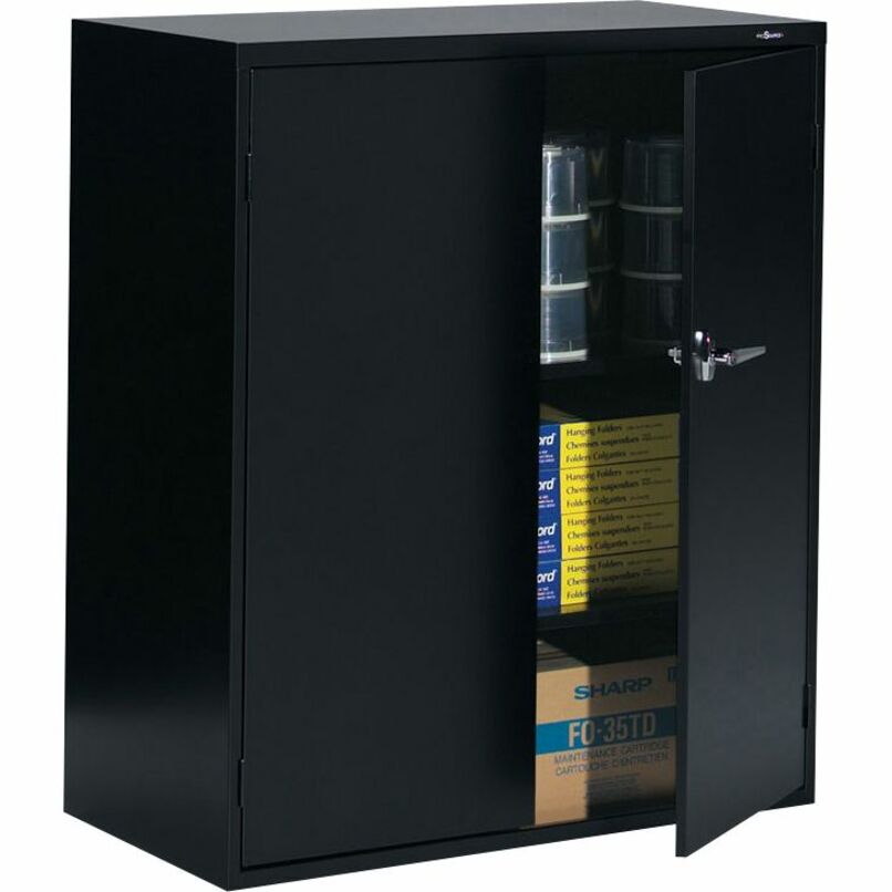 9300 Series 42" Two Door Storage Cabinet, Black - Global Fileworks 9300 Series Storage Cabinet - 42"H - 2 Shelves - Black