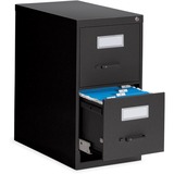 Global 2600 Vertical File Cabinet - 2-Drawer - 15" x 26.6" x 29" - 2 x Drawer(s) for File - Letter - Vertical - Ball-bearing Suspension, Lockable, Label Holder, Pull Handle - Black - Metal