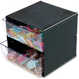 Deflecto Stackable Cube Organizer - 2 Drawer(s) - 6" Height x 6" Width x 6" Depth - Desktop - Stackable - Black - 1 Each
