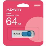 Adata C008 64 GB USB 2.0 Flash Drive - White, Blue