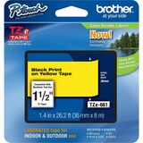 Brother P-Touch TZe Laminated Tape - 1 1/2" x 26 1/5 ft Length - Thermal Transfer, Direct Thermal - Yellow - 1 Each - Grease Resistant, Grime Resistant