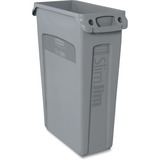 Rubbermaid Commercial Slim Jim with Venting Channels - 87.06 L Capacity - Rectangular - 30" Height x 11" Width - Gray - 1 Each
