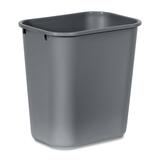 Rubbermaid 2956 Deskside Medium Wastebasket - 26.62 L Capacity - Rectangular - 15" Height x 10.3" Width x 14.4" Depth - Plastic - Gray - 1 Each