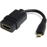 StarTech.com Micro HDMI to HDMI Adapter Dongle, 4K High Speed Micro HDMI to HDMI Converter, Micro HDMI Type-D Device to HDMI TV/Display - 5in Micro HDMI to HDMI Adapter dongle; 4K video (3840x2160p 30Hz)/Full HD (1080p 120Hz)/8Ch Audio | HDMI 1.4b - Micro HDMI to HDMI converter w/ durable PVC jacket/flexible strain relief/34AWG wire - Connect Micro HDMI Type-D device to HDMI TV/display