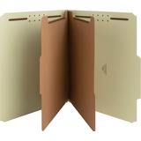 Nature Saver 2/5 Tab Cut Letter Recycled Classification Folder - 8 1/2" x 11" - 2" Expansion - Prong K Style Fastener - 2" Fastener Capacity for Folder, 1" Fastener Capacity for Divider - 2 Divider(s) - Fiberboard, Pressboard, Tyvek - Gray/Green - 100% Recycled - 10 / Box