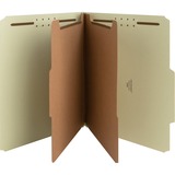 Nature Saver 2/5 Tab Cut Letter Recycled Classification Folder - 8 1/2" x 11" - 2" Expansion - Prong K Style Fastener - 2" Fastener Capacity for Folder, 1" Fastener Capacity for Divider - 2 Divider(s) - Fiberboard, Pressboard, Tyvek - Gray/Green - 100% Re