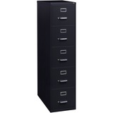 Lorell Fortress Series 26-1/2" Commercial-Grade Vertical File Cabinet - 15" x 26.5" x 61.6" - 5 x Drawer(s) for File - Letter - Vertical - Heavy Duty, Security Lock, Ball-bearing Suspension - Black - Steel - Recycled