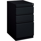 Lorell 20" Box/Box/File Mobile File Cabinet with Full-Width Pull - 15" x 20" x 27.8" - Letter - Ball-bearing Suspension, Recessed Handle, Security Lock - Black - Steel - Recycled