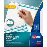 Avery® Big Tab(TM) Print & Apply Clear Label Dividers, Index Maker(R) Easy Apply(TM) Printable Label Strip, 5 White Tabs (11490)
