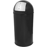 Genuine Joe Push Open Round Top Receptacle - 45.42 L Capacity - Round - 29.2" Height x 14.8" Diameter - Black - 1 Each