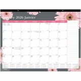 Blueline 2026 Pink Ribbon 12-Month Monthly Desk Pad/Calendar - January to December - 22" x 17" - Pink Daisy - Bilingual - Monthly, Yearly - 12 Month - January 2026 to December 2026 - 1 Month Single Page Layout - 22" (558.80 mm) x 17" (431.80 mm) Sheet Size - 2 x Holes - Desk Pad - Pink Daisy - Chipboard, Cardboard - Daily Block, Reinforced Back, Yearly Calendar, Tear-off, Top Bound, Monthly Calendar, Hole-punched