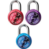 Master Lock Padlock - 3 Digit - 0.19" (4.75 mm) Shackle Diameter - Metal, Aluminum - 3 / Pack