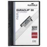 DURABLE DURACLIP Letter Report Cover - 8 1/2" x 11" - 30 Sheet Capacity - Vinyl, Steel - Black - 1 Each