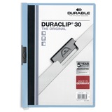 DURABLE DURACLIP Letter Report Cover - 8 1/2" x 11" - 30 Sheet Capacity - Vinyl, Steel - Blue - 1 Each