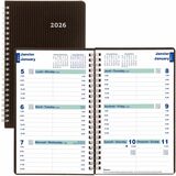 Blueline 2026 DuraFlex 12-Month Weekly Planner - January to December - 8" x 5" - Black - Bilingual - Julian Dates - Daily, Weekly - 12 Month - January 2026 to December 2026 - 7:00 AM to 6:00 PM - Hourly - 1 Day Single Page Layout - 5" (127 mm) x 8" (203.20 mm) Sheet Size - Twin Wire - Black - Paper, Poly - Black Poly Cover - Hard Cover, Heavy Duty, Appointment Schedule, Bilingual, Address Directory, Phone Directory, Acid-free, Textured Cover, Moon Phases