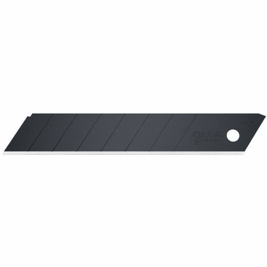 Olfa 10 ultra sharp heavy-duty blades in a plastic case. Blister packed - 0.71" (18 mm) Width - Heavy Duty - Black - 10 / Pack