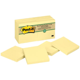 Post-it® Adhesive Note - 1200 - 2.99" x 2.99" - Square - Yellow - Repositionable, Residue-free - 12 / Pack