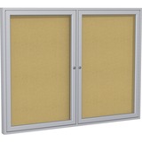 Ghent 2 Door Enclosed Natural Cork Bulletin Board with Satin Frame