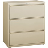 Lorell 3-Drawer Putty Lateral Files - 36" x 18.6" x 40.3" - 3 x Drawer(s) for File - Letter, Legal, A4 - Lateral - Locking Drawer, Magnetic Label Holder, Ball-bearing Suspension, Leveling Glide - Putty - Steel - Recycled