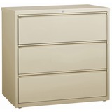 Lorell Fortress Series Lateral File - 42" x 18.6" x 40.3" - 3 x Drawer(s) for File - Letter, Legal, A4 - Lateral - Locking Drawer, Magnetic Label Holder, Ball-bearing Suspension, Leveling Glide - Putty - Steel - Recycled
