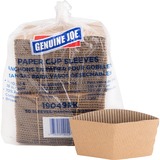 Genuine Joe Protective Corrugated Hot Cup Sleeves - 50 / Pack - Brown