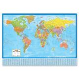 CCC Laminated Bilingual World Wall Map - 28" (711.20 mm) Width x 40" (1016 mm) Height