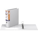 QuickFit D-Ring Deluxe File Binder - 2" Binder Capacity - 450 Sheet Capacity - Ring Fastener(s) - 2 Internal Pocket(s) - Vinyl - White - Recycled - Label Holder, Heavy Duty, Reinforced Hole, Finger Hole, Antimicrobial, Ink-transfer Resistant - 1 Each
