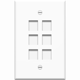 4XEM 6 Outlet RJ45 Wall Plate/ Face Plate White