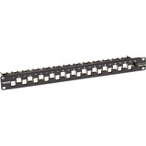 Black Box CAT6A Staggered Multimedia Patch Panel - 1U, Blank, 24-Port