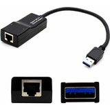AddOn USB 3.0 (A) Male to RJ-45 Female Gray & Black Adapter - 100% compatible and guaranteed to work