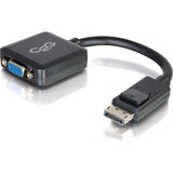 C2G 8in DisplayPort to VGA Active Adapter Video Converter - M/F - 8" DisplayPort/VGA Video Cable for Notebook, Tablet, Monitor, Video Device, Projector - First End: 1 x DisplayPort Digital Audio/Video - Male - Second End: 1 x 15-pin HD-15 - Female - Supports up to 1920 x 1200 - Black