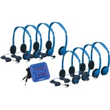 Hamilton Buhl 8 Person Kids Listening Center Includes: 8- Kids Ha2 Personal Blue Headsets 1- Kids Stereo Blue Jack Box With Volume Control