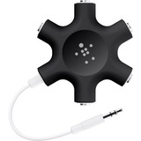 Belkin RockStar Mini-phone Splitter Audio Cable - Mini-phone Audio Cable for Audio Device, iPod, Headphone - First End: 1 x Mini-phone Audio - Male - Second End: 5 x Mini-phone Audio - Female - Splitter Cable - Black