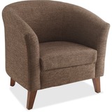 Lorell Fabric Club Armchair - Brown Fabric Seat - Brown Back - Four-legged Base - Armrest - 1 Each