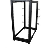 StarTech.com 25U Adjustable Depth Open Frame 4 Post Server Rack w/ Casters / Levelers and Cable Management Hooks - Store your servers, network and telecommunications equipment in this adjustable 25U rack - 25U Adjustable Depth Open Frame 4 Post Server Rack Cabinet - Flat Pack w/ Casters Levelers Cable Management Hooks - 4 Post Rack - 25U Server Rack
