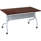 Lorell Flip Top Training Table - Rectangle Top - Four Leg Base - 4 Legs x 23.6" Table Top Width x 60" Table Top Depth - 29.5" Height x 59" Width x 23.6" Depth - Assembly Required - Mahogany - Nylon - Melamine Top Material - 1 Each