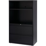 Lorell 36" Lateral Hanging File Drawers Combo Unit - 36" x 18.6" x 60" - 2 x Drawer(s) for File - Legal, Letter, A4 - Lateral - Cable Management, Leveling Glide, Adjustable Glide, Locking Drawer, Durable, Hanging Rail, Ball-bearing Suspension - Black - Baked Enamel - Steel - Recycled