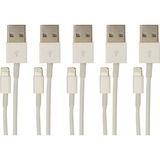VisionTek Lightning to USB 1 Meter Cable White 5-Pack (M/M) - 3.3 Ft USB lightning cable for iPhone, iPad Air, iPad Mini, iPod - Data and Power - Pack of 5 Cables