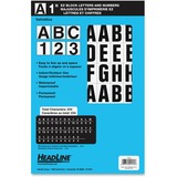 Headline ID & Specialty Labels - Skill Learning: Project, Arts & Crafts, Number, Alphabet - 46 x Number, 188 x Letter Shape - Self-adhesive - Permanent Adhesive, Water Proof - 1" (25.4 mm) Height - Black, White - Vinyl - 1 / Pack