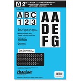 Headline ID & Specialty Labels - Skill Learning: Project, Art & Design, Alphabet, Number - 46 x Number, 188 x Letter Shape - Self-adhesive - Permanent Adhesive, Water Proof - 2" (50.8 mm) Height - Black, White - Vinyl - 1 / Pack