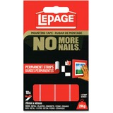 LePage No More Nails Mounting Tape Permanent Strips - 1.57" (40 mm) Length x 0.79" (20 mm) Width - Permanent Adhesive Backing - 10 / Pack - Red