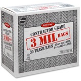 Supersak Contractor Grade 3 Mil Trash Bags - 160 L Capacity - 33" (838.20 mm) Width x 48" (1219.20 mm) Length - 3 mil (76 Micron) Thickness - Black - 30/Carton