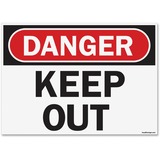 U.S. Stamp & Sign OSHA Danger Keep Out Safety Sign - 1 Each - Danger Keep Out Print/Message - 14" (355.60 mm) Width x 10" (254 mm) Height - Rectangular Shape - UV Resistant, Abrasion Resistant, Moisture Resistant, Chemical Resistant - Styrene - Black, White, Red