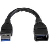 StarTech 6in Black USB 3.0 (5Gbps) Extension Adapter Cable A to A - M/F