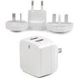StarTech Travel USB Wall Charger - 2 Port - White - Universal Travel Adapter - International Power Adapter - USB Charger