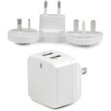 Star Tech.com Travel USB Wall Charger - 2 Port - White - Universal Travel Adapter - International Power Adapter - USB Charger - Charge a tablet and a phone simultaneously, almost anywhere around the world - Dual Port USB Charger - White 2 Port USB Charger