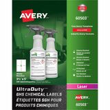 Avery® UltraDuty Warning Label - 3 1/2" Width x 5" Length - Permanent Adhesive - Rectangle - Laser - White - Film - 4 / Sheet - 50 Total Sheets - 200 / Box