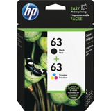 HP+63+%28L0R46AN%29+Original+Inkjet+Ink+Cartridge+-+Black%2C+Tri-color+-+2+%2F+Pack