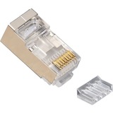 Platinum Tools RJ45 (8P8C) Shielded Cat6 2pc. Connector w/ Liner, Round Solid, 3-Prog. 100/Jar